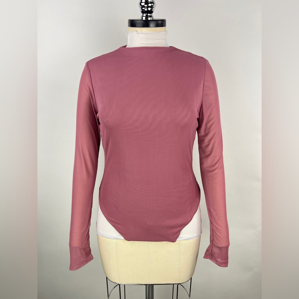 433B-BLUSH PINK. Mesh Double Layer Bodice Bodysuit
